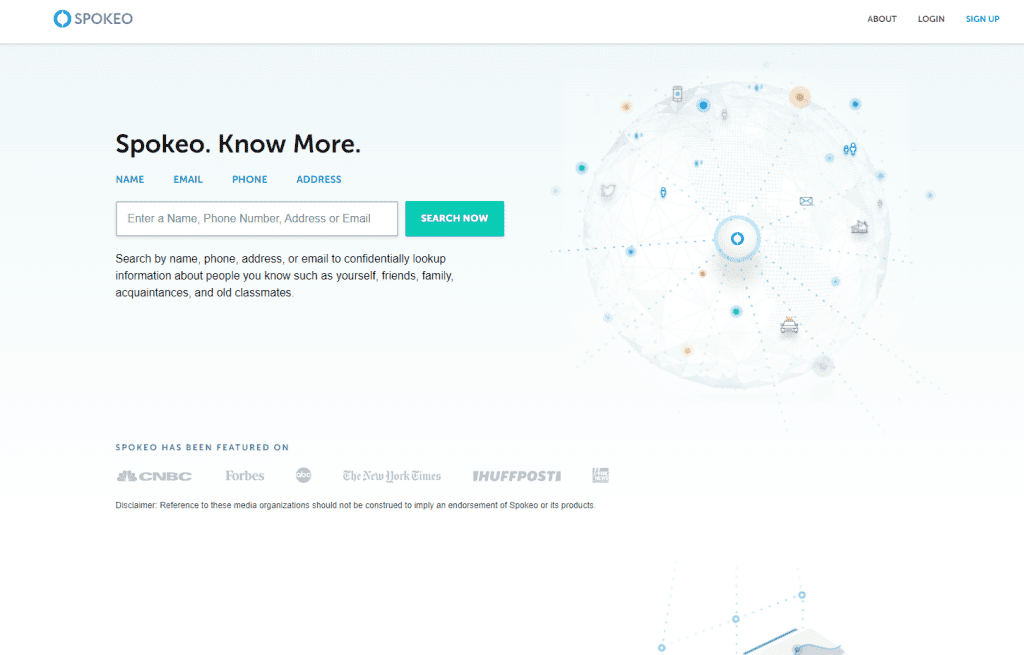 Spokeo homepage and search bar.