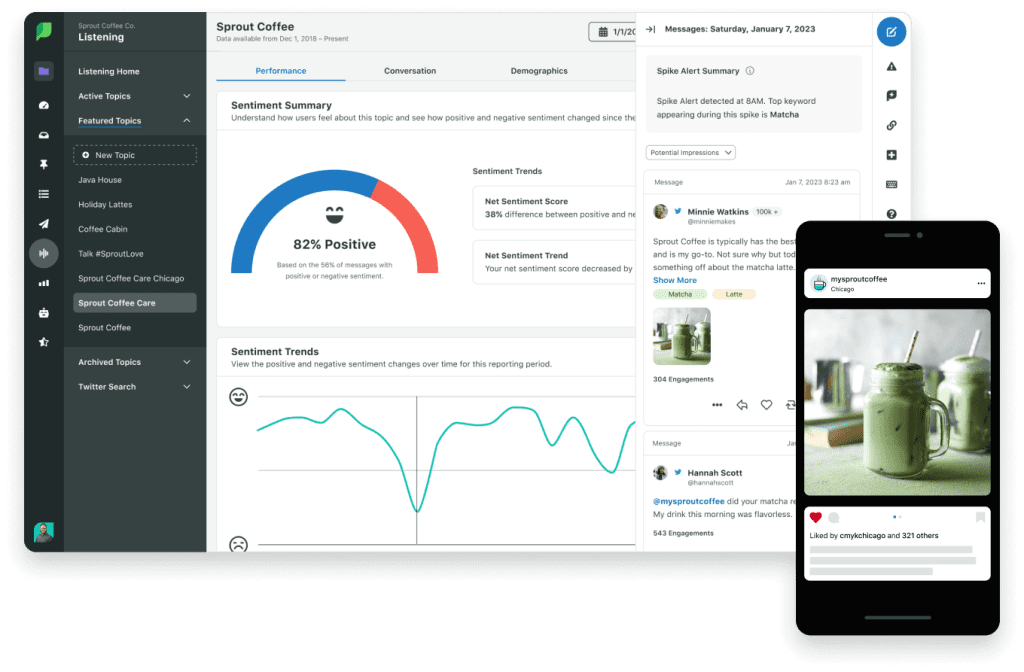 The Sprout Social online reputation management dashboard.